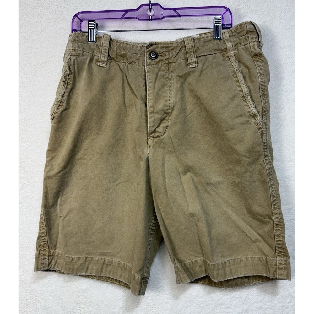 Abercrombie & Fitch Cargo Shorts Mens 30 Heavy Button Fly Drawstring Khaki Tan‎